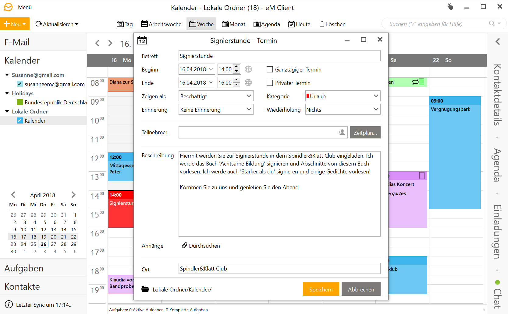 Features - Kalender und Aufgaben  eM Client  eM Client