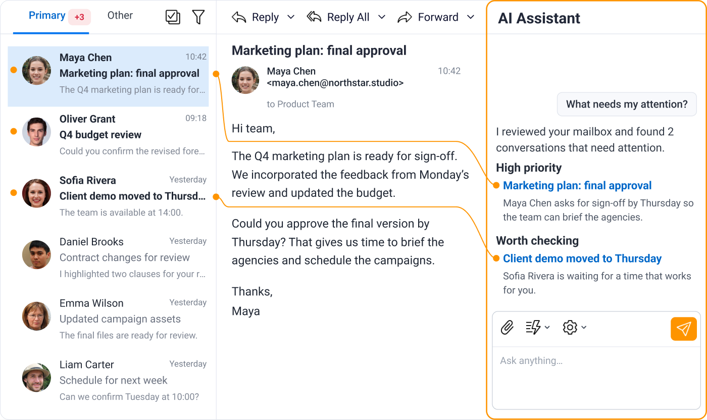 eM Client: KI-Assistent in der Seitenleiste