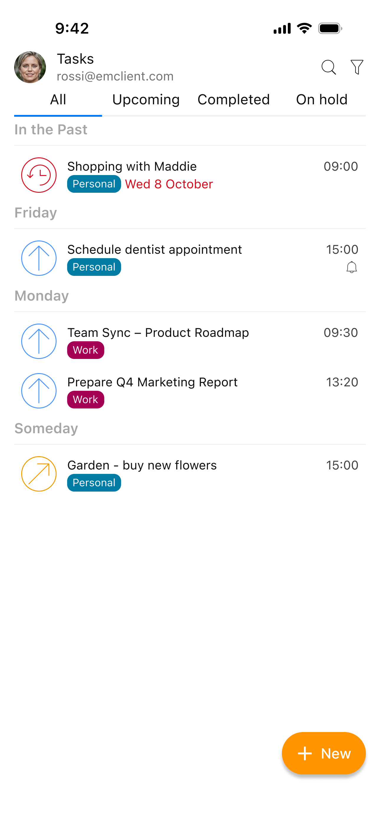 eM Client Mobile App: Tasks