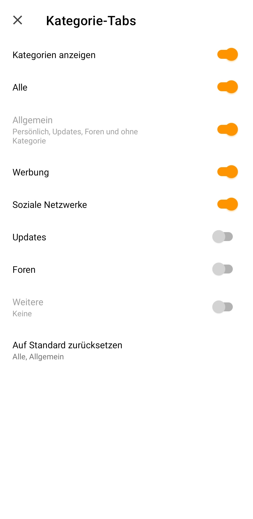 eM Client: Category tabs in eM Client Mobile